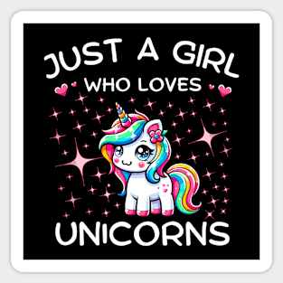 Just A Girl Who Loves Magical Unicorns With Stars Sticker